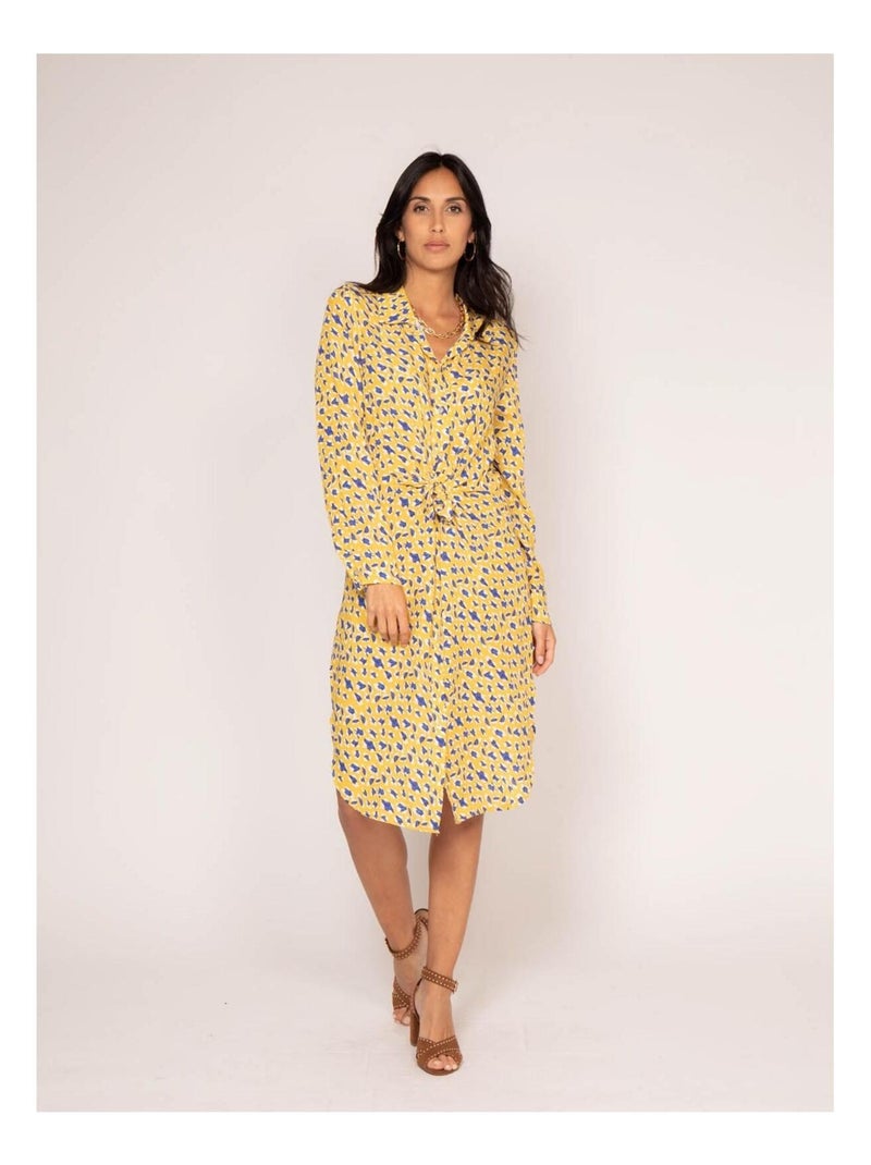 Vestito chemisier lungo con stampa IGIRL Giallo - Kiabi