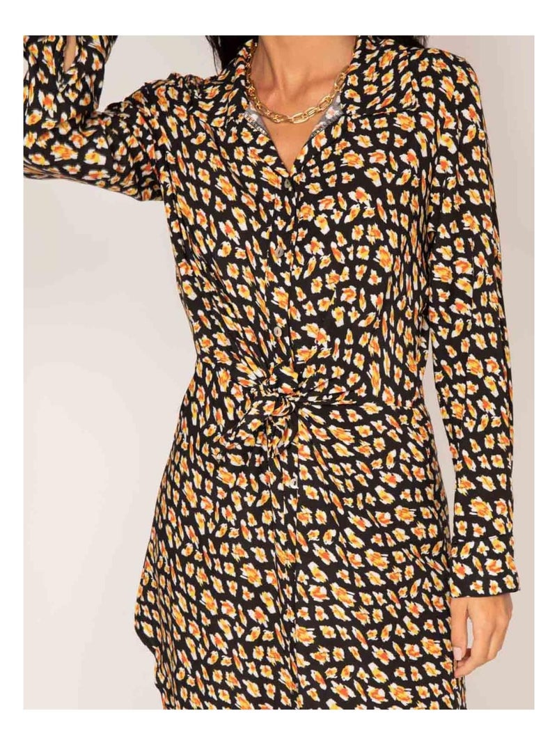 Vestito chemisier lungo con stampa IGIRL Nero - Kiabi