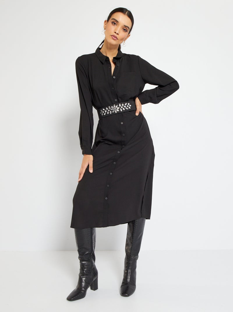 Vestito chemisier lungo Nero - Kiabi