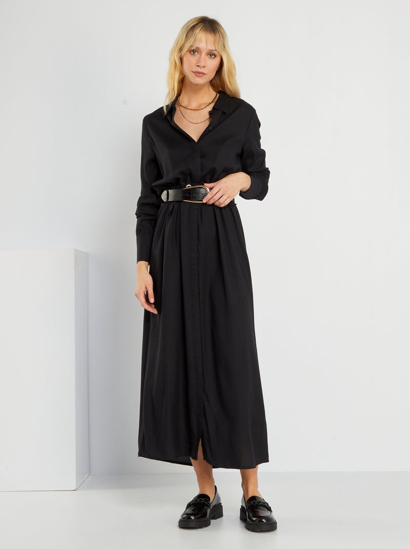 Vestito chemisier lungo NERO - Kiabi