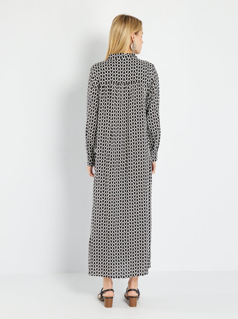 Vestito chemisier lungo stampato NERO - Kiabi