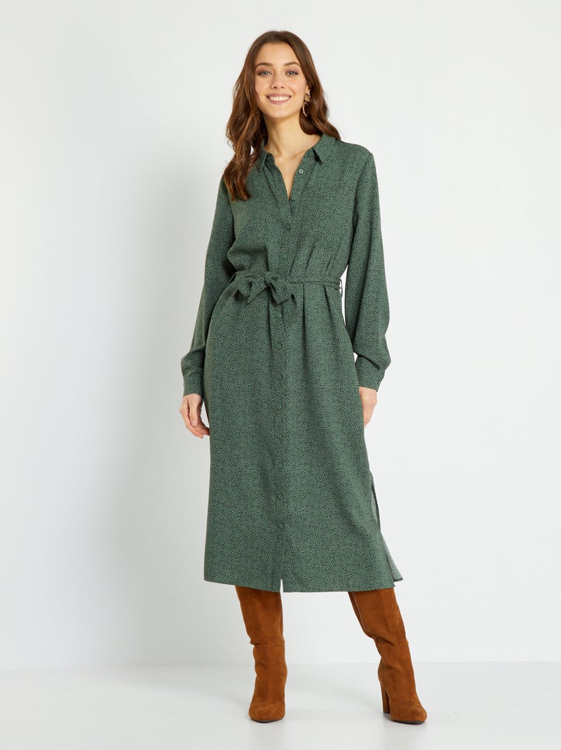 Vestito chemisier lungo VERDE - Kiabi