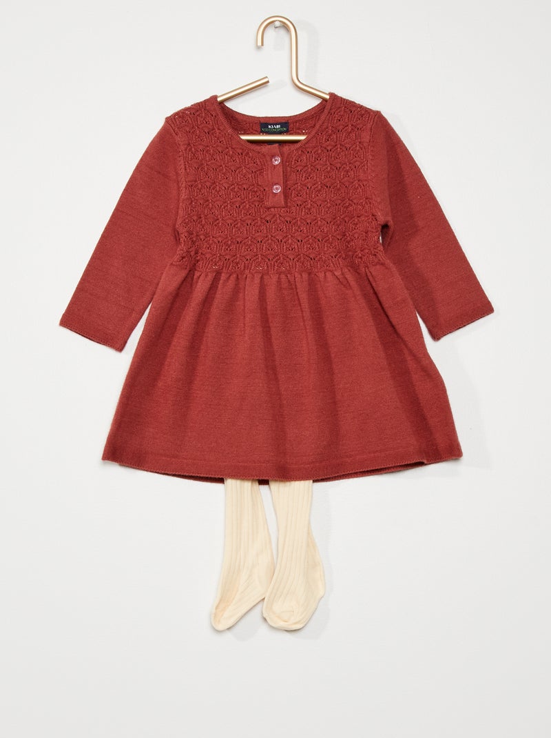 Vestito + collant eco-sostenibili rosso mattone - Kiabi