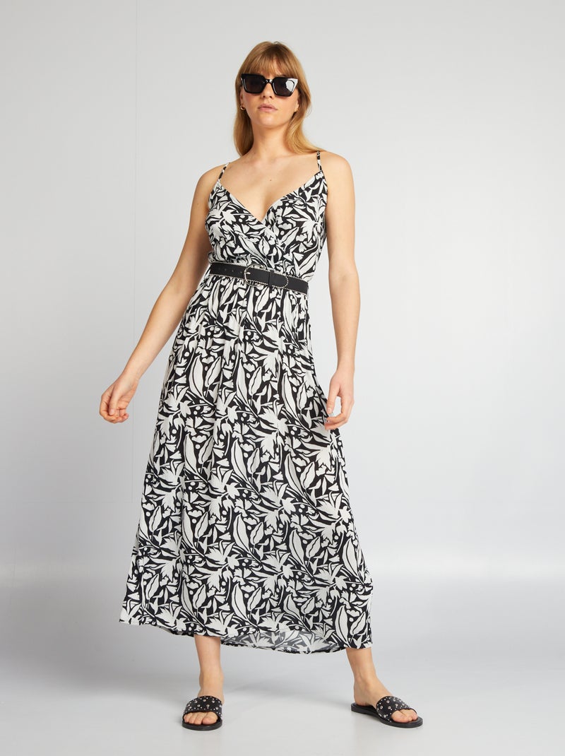 Vestito con cintura e spalline sottili NERO - Kiabi