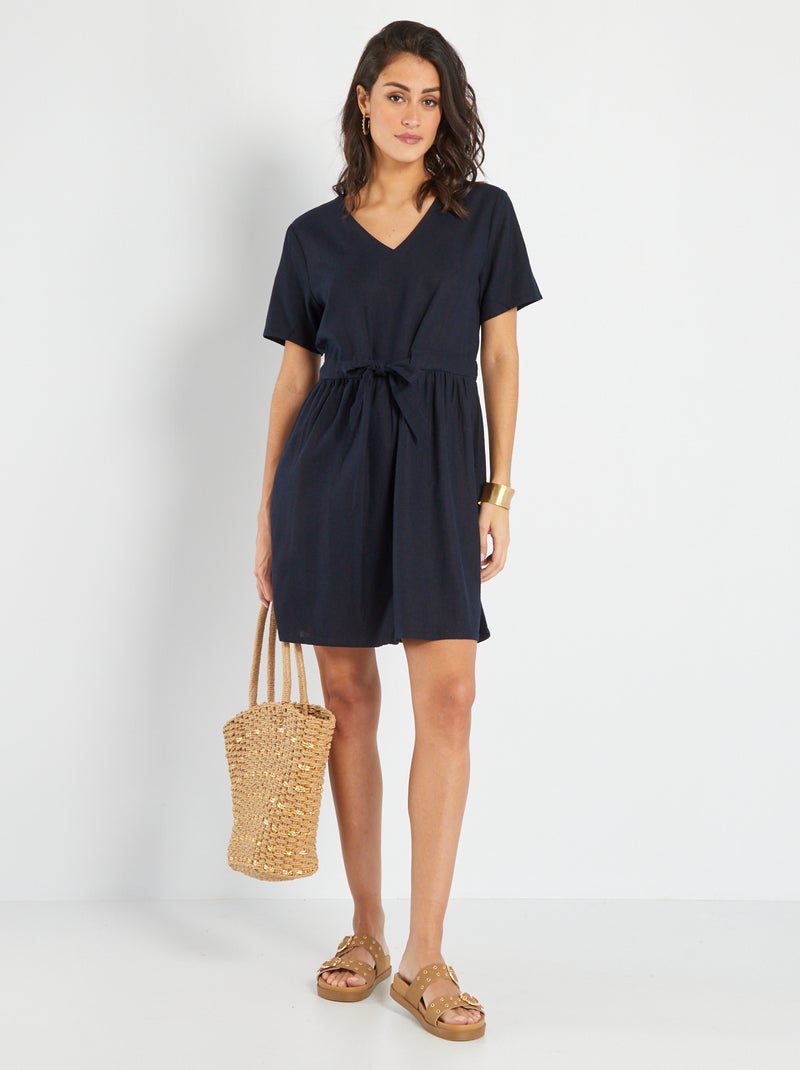 Vestito con cintura in lino 'JDY' BLU - Kiabi