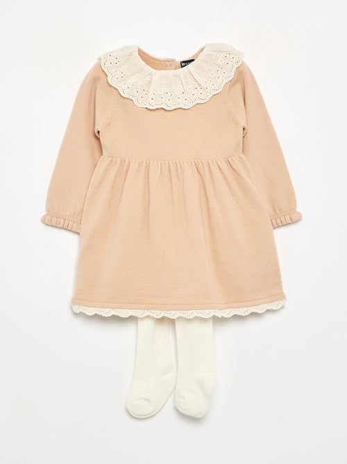 Vestito con collo Claudine + collant - Kiabi
