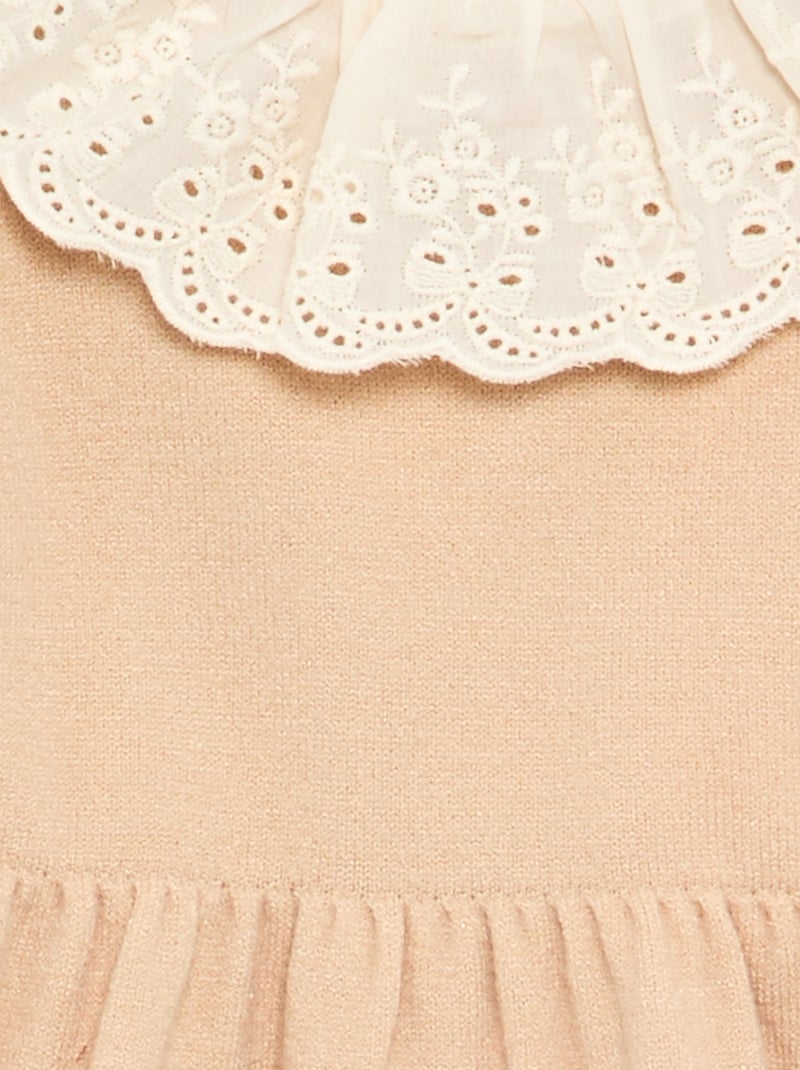 Vestito con collo Claudine + collant Beige - Kiabi