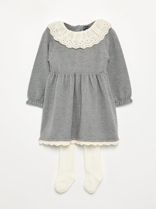 Vestito con collo Claudine + collant - Kiabi