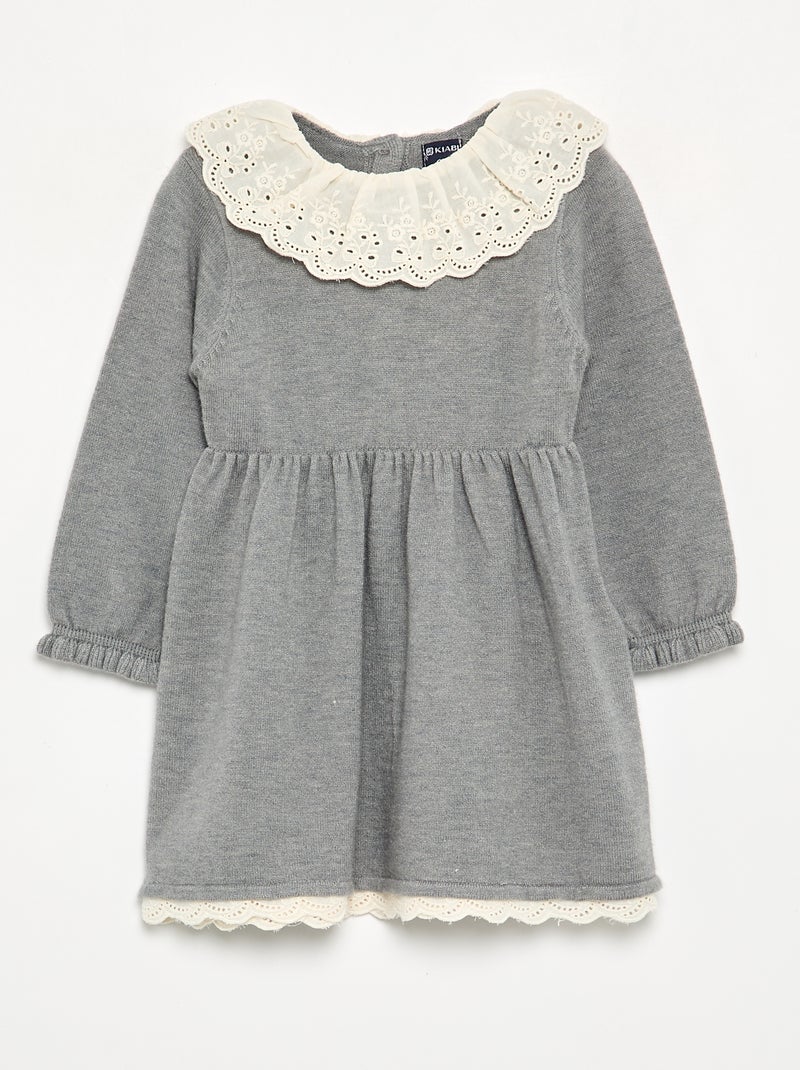 Vestito con collo Claudine + collant Grigio - Kiabi