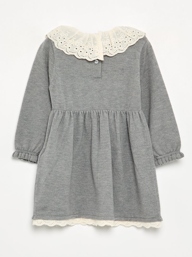 Vestito con collo Claudine + collant Grigio - Kiabi