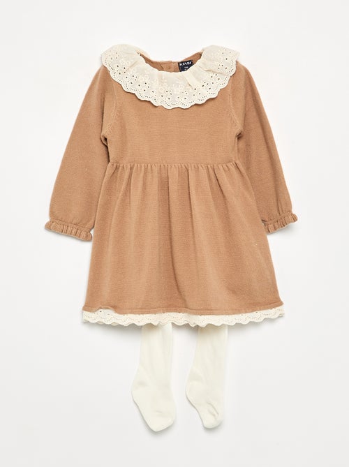 Vestito con collo Claudine + collant - Kiabi Vestito con collo Claudine + collant - Kiabi