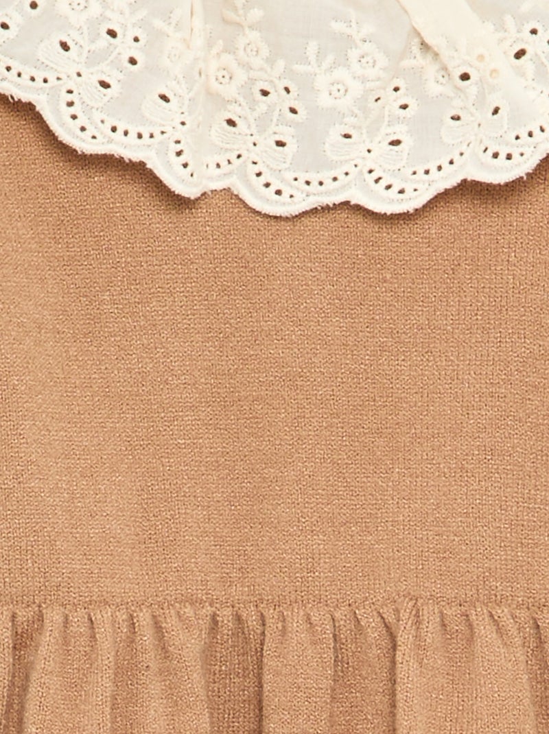 Vestito con collo Claudine + collant Marrone - Kiabi