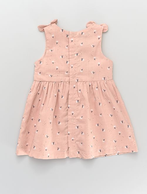 Vestito con fiocchi in voile di cotone stampato a fiori - ROSA - Kiabi -  8.00€