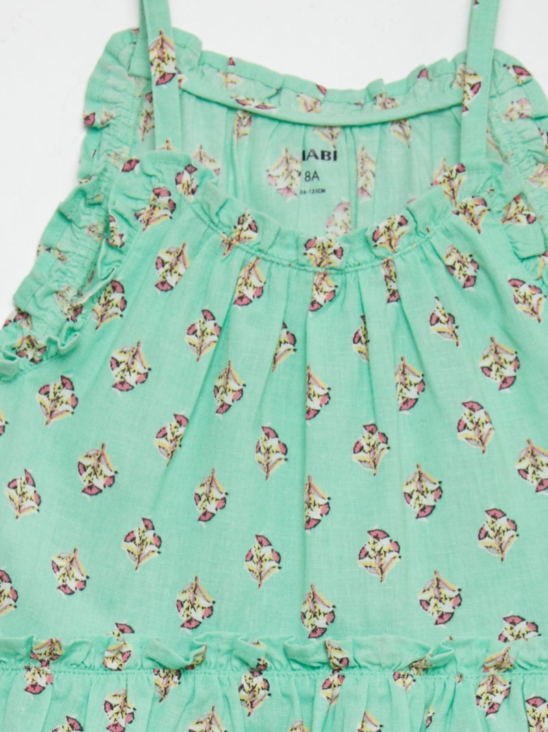 Vestito con gonna a ruota e motivo con volant sul fondo VERDE - Kiabi