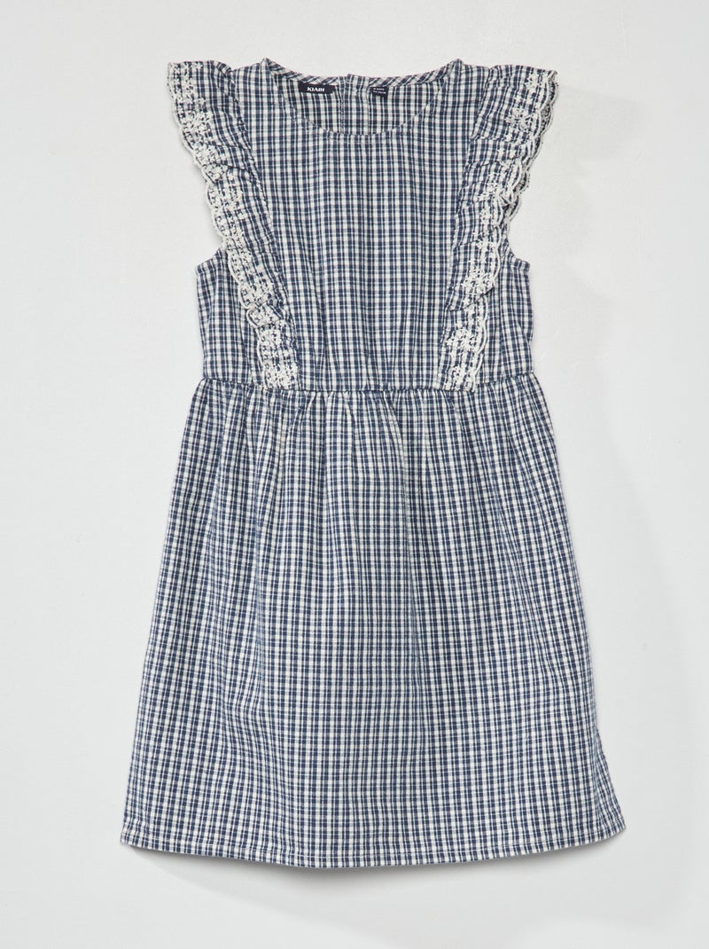 Vestito con gonna a ruota e volant BLU - Kiabi