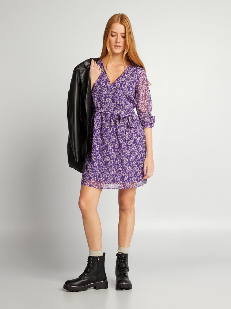 Vestito con motivo e cintura da annodare Viola - Kiabi