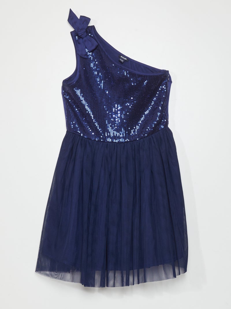 Vestito con paillettes e spalle scoperte BLU - Kiabi