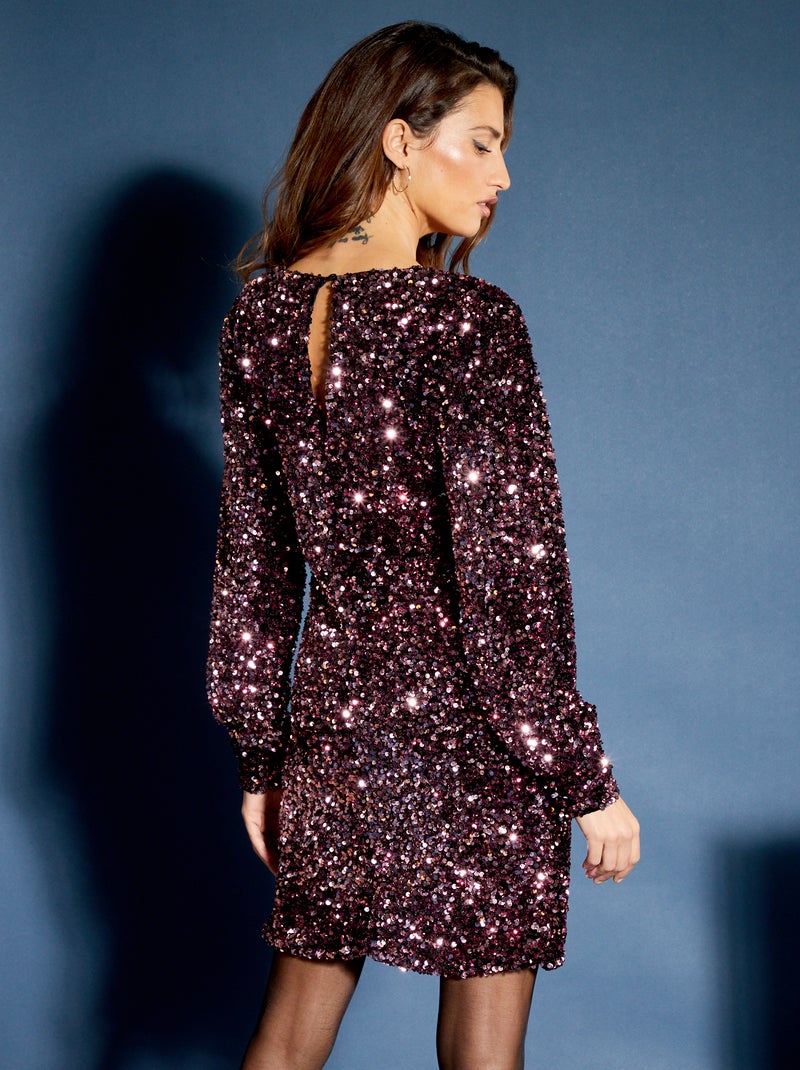 Vestito con paillettes foderato ROSA - Kiabi
