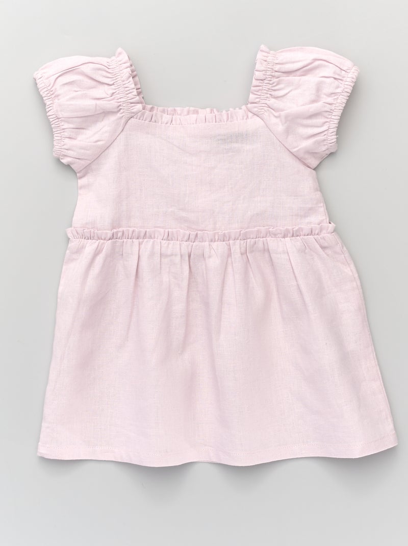 Vestito con piccoli volant in lino e viscosa VIOLA - Kiabi