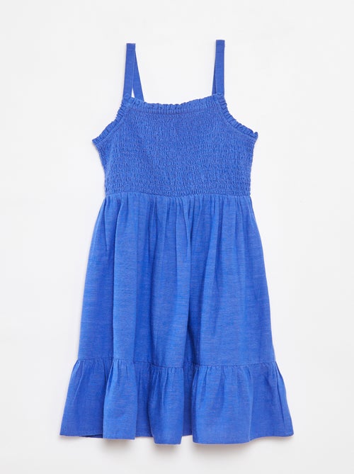 Vestito con punto smock in misto lino - Kiabi