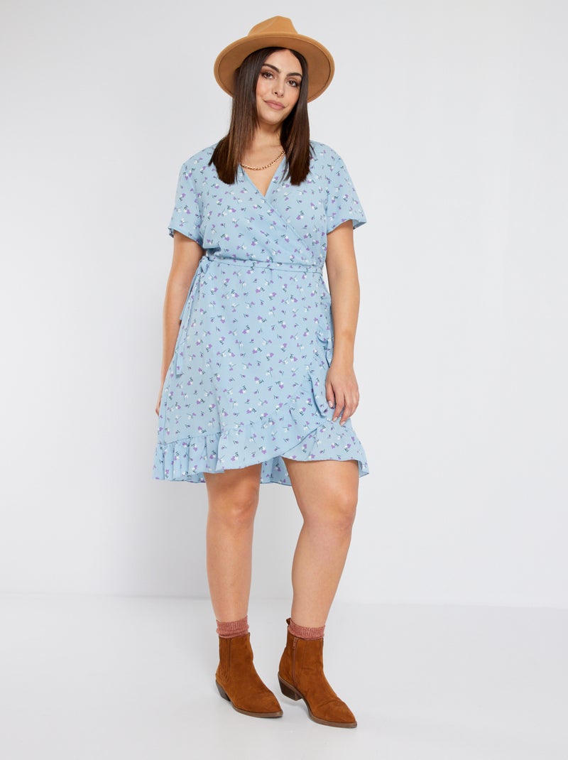 Vestito con scollo incrociato 'floreale' BLU - Kiabi