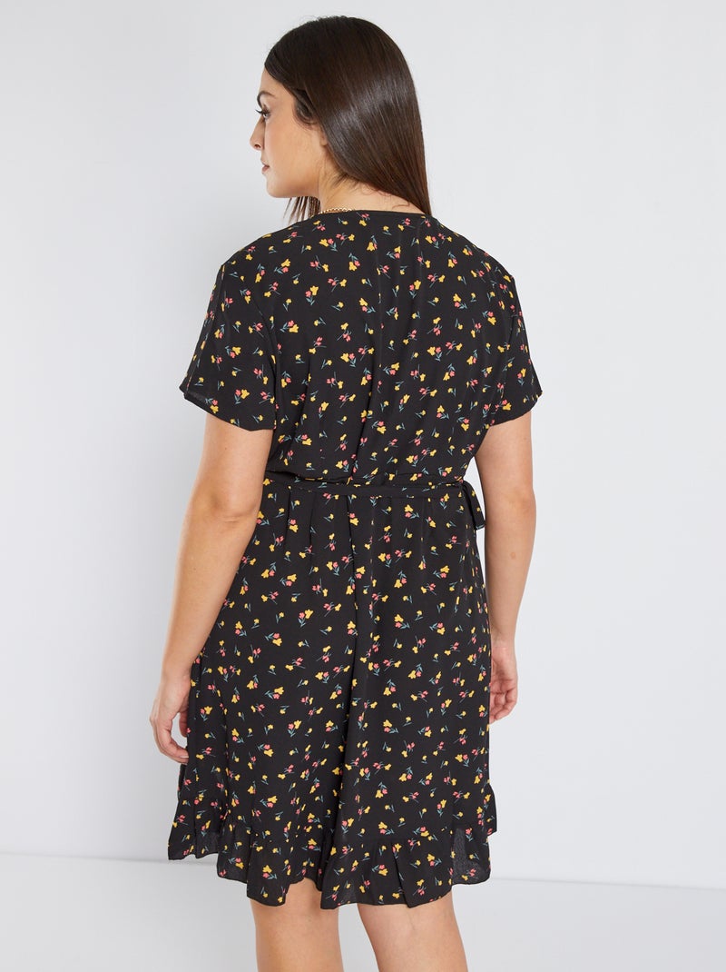 Nuovo Donna/da Donna Nero e Motivo Floreale Incrociato Sandali Sabot Nero Floreale - Numeri UK 3-9 - Nero Floreale, 37