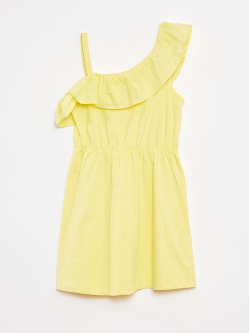 Vestito con spalla scoperta e ricami a punto inglese - Kiabi