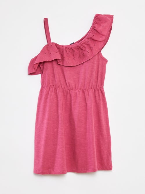 Vestito con spalla scoperta e ricami a punto inglese - Kiabi