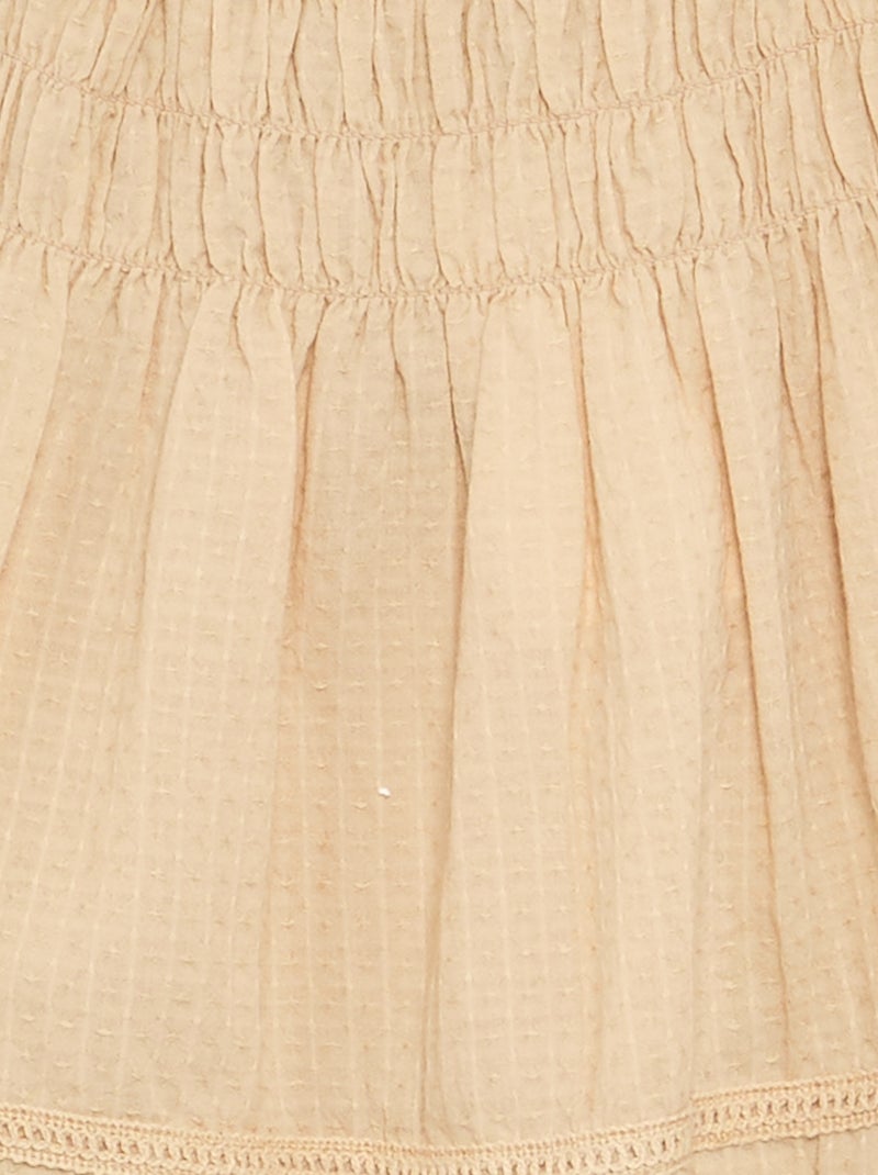 Vestito con spalline a volant ed elasticizzate Beige - Kiabi