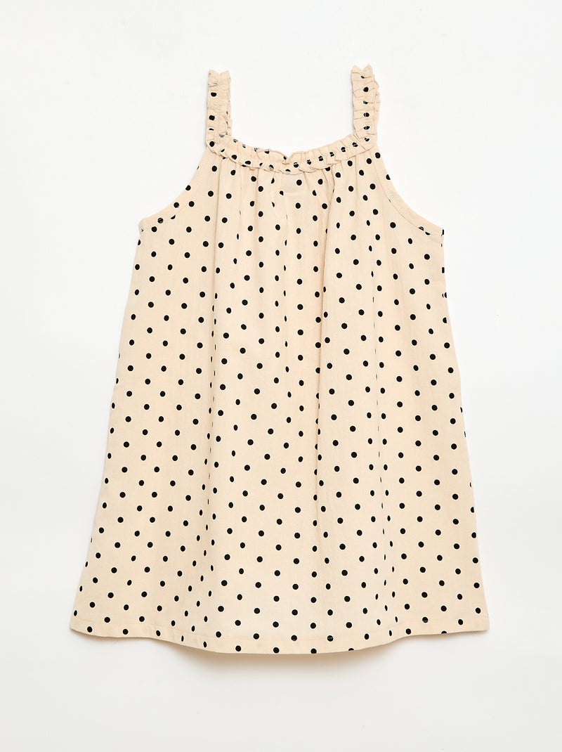 Vestito con spalline e scollo a balze Beige - Kiabi