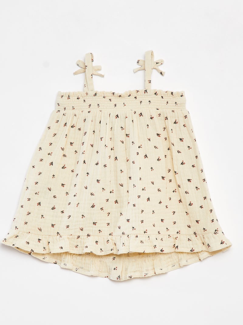Vestito con spalline in garza di cotone Beige - Kiabi