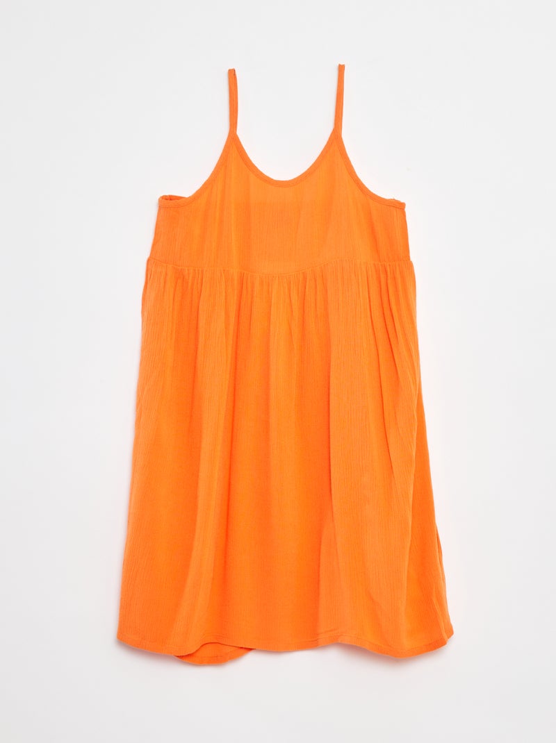 Vestito con spalline in tessuto effetto crêpe Arancione - Kiabi