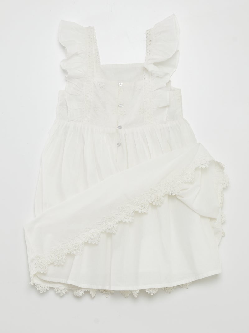 Vestito con volant e ricami - BIANCO - Bambina - 10.00