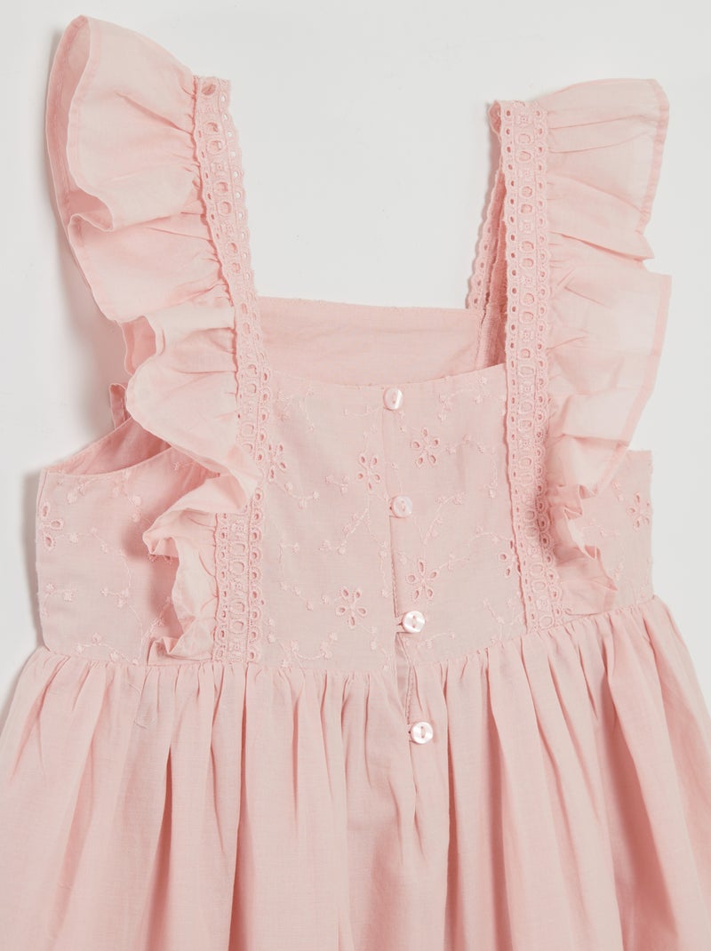 Vestito con volant e ricami ROSA - Kiabi