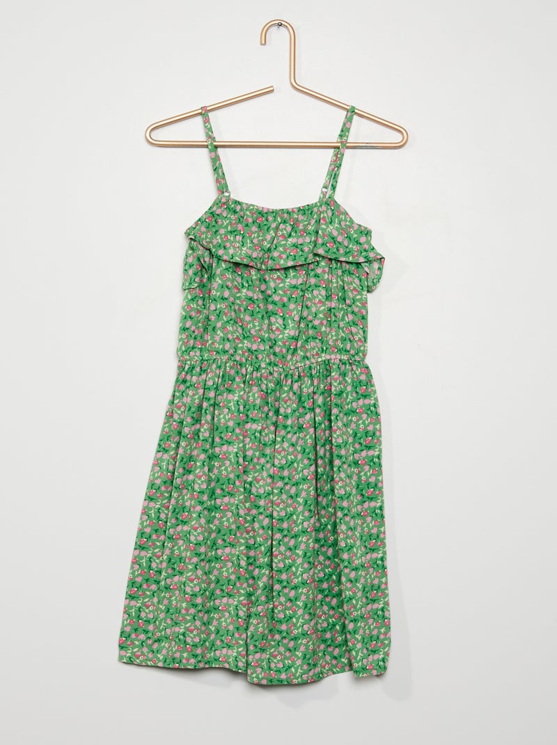 Vestito con volant e spalline sottili VERDE - Kiabi