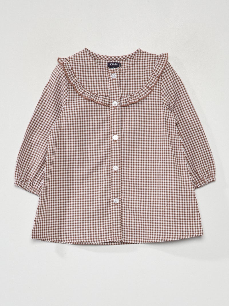 Vestito con volant e stampa MARRONE - Kiabi