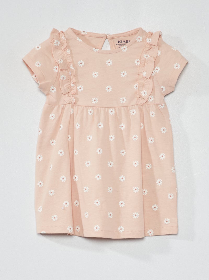Vestito con volant e stampa ROSA - Kiabi