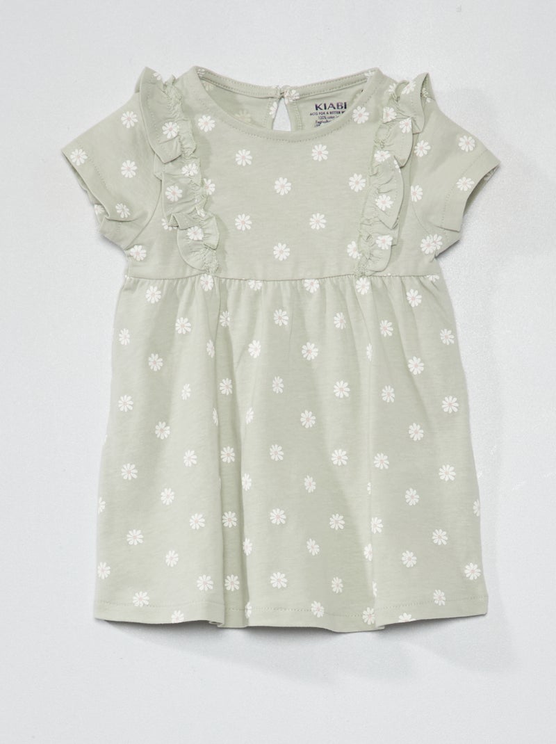 Vestito con volant e stampa VERDE - Kiabi
