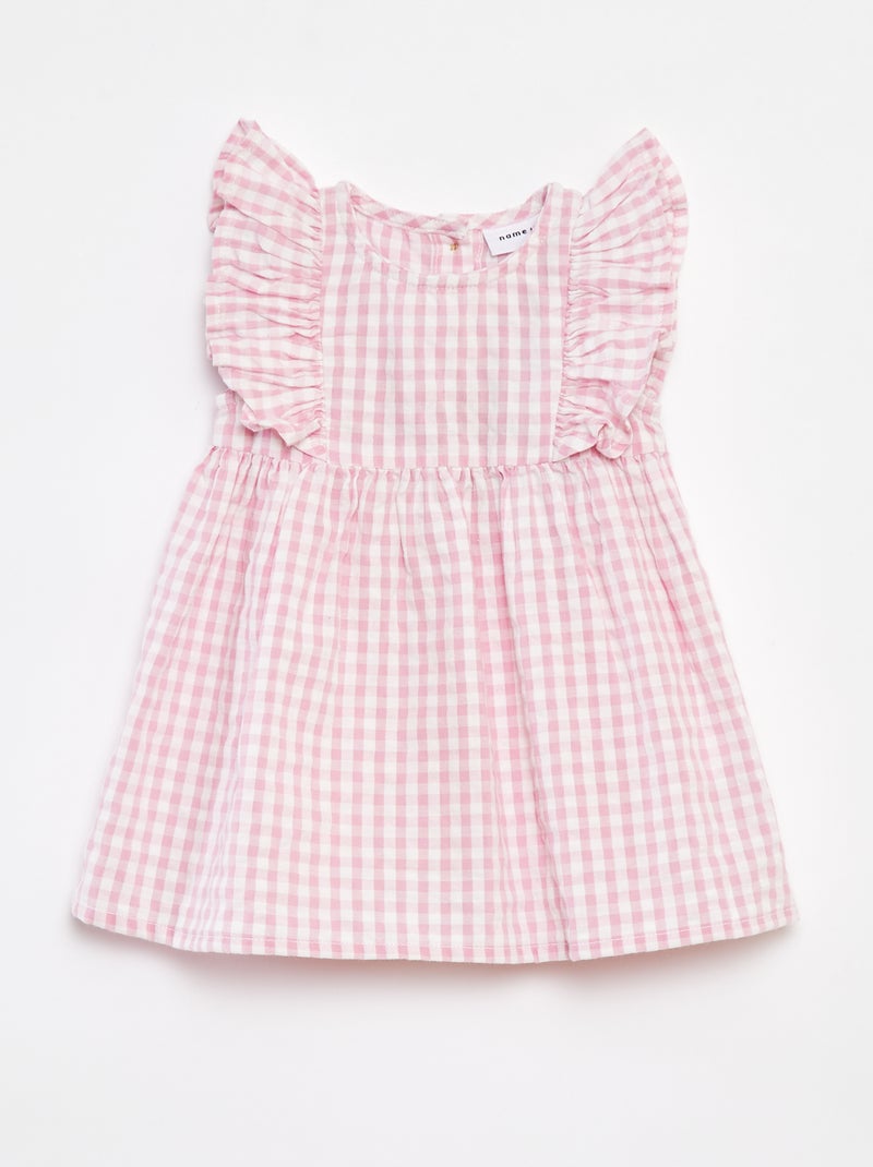 Vestito con volant e stampa vichy 'Name It' ROSA - Kiabi