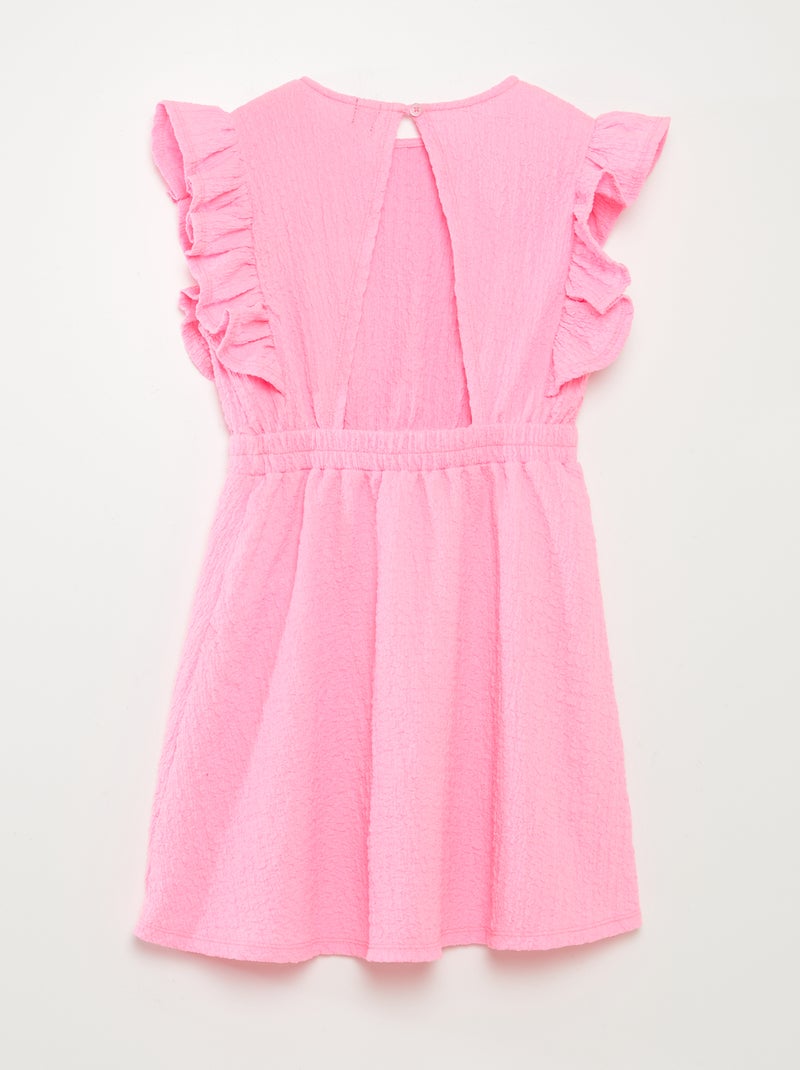 Vestito con volant in tessuto goffrato ROSA - Kiabi