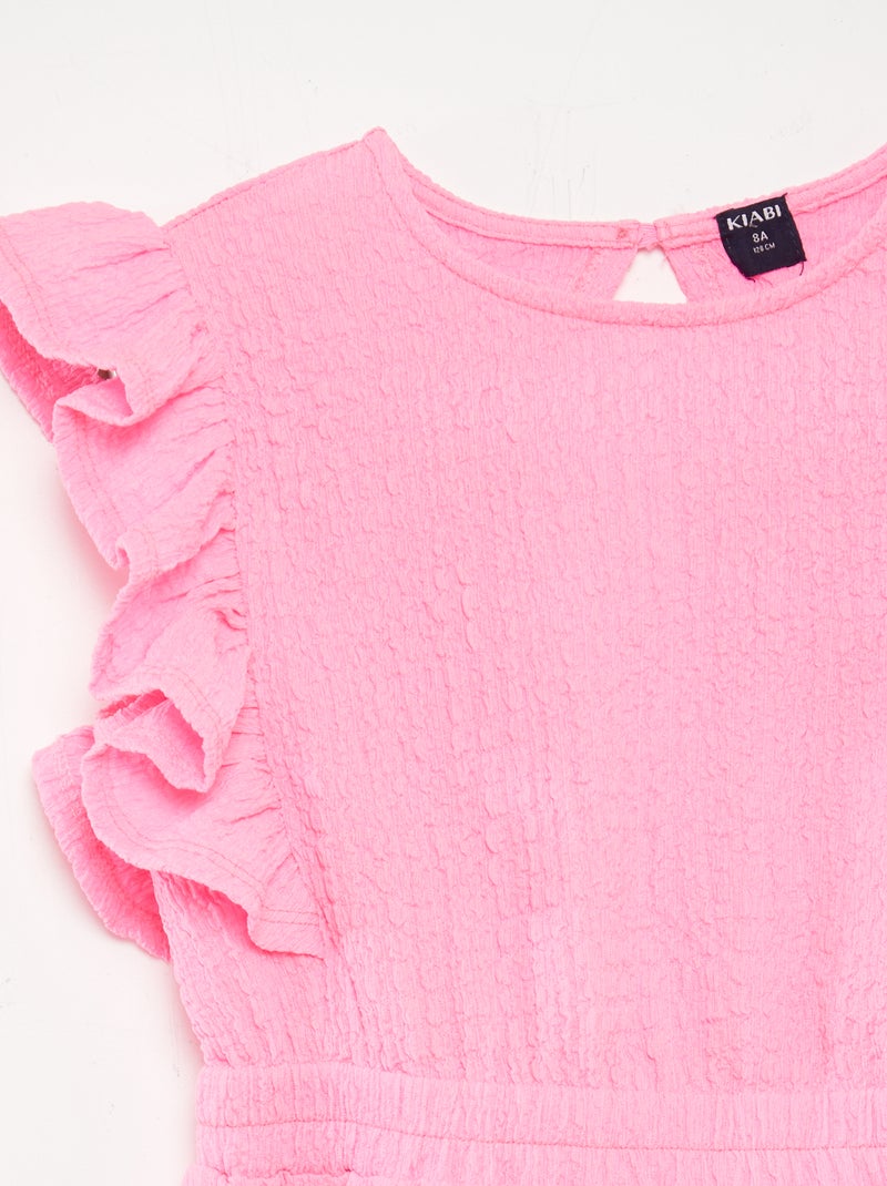 Vestito con volant in tessuto goffrato ROSA - Kiabi