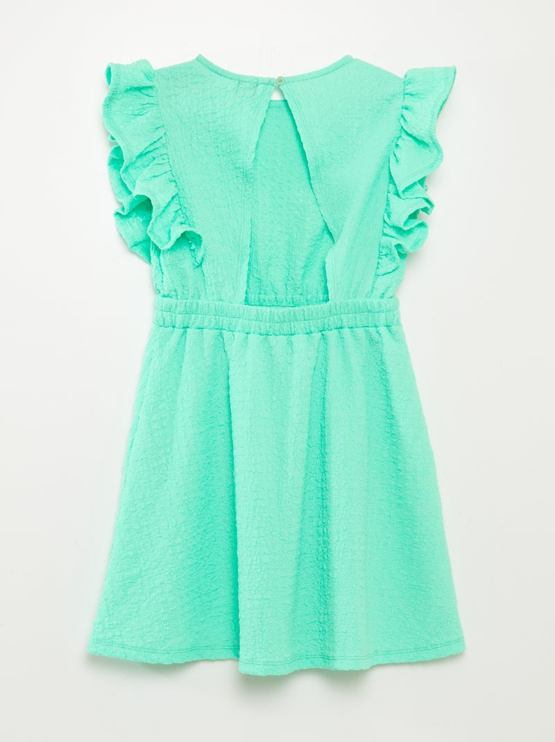 Vestito con volant in tessuto goffrato VERDE - Kiabi