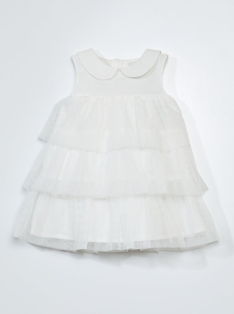 Vestito con volant in tulle Bianco - Kiabi