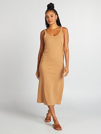 Vestito copricostume lungo in lino