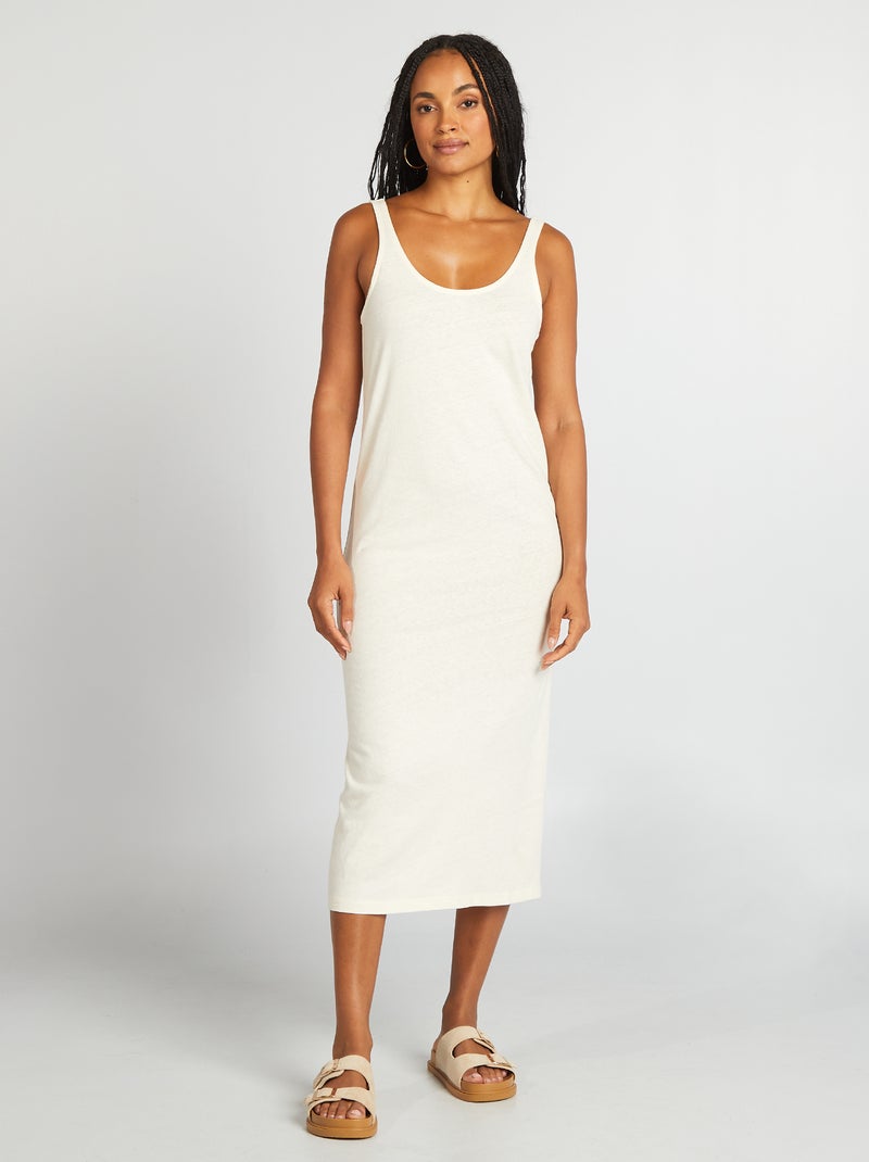 Vestito copricostume lungo in lino BIANCO Donna Kiabi