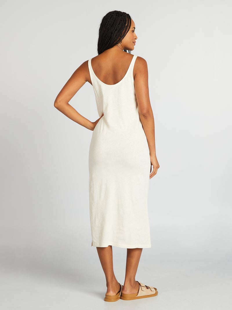 Vestito copricostume lungo in lino BIANCO - Kiabi