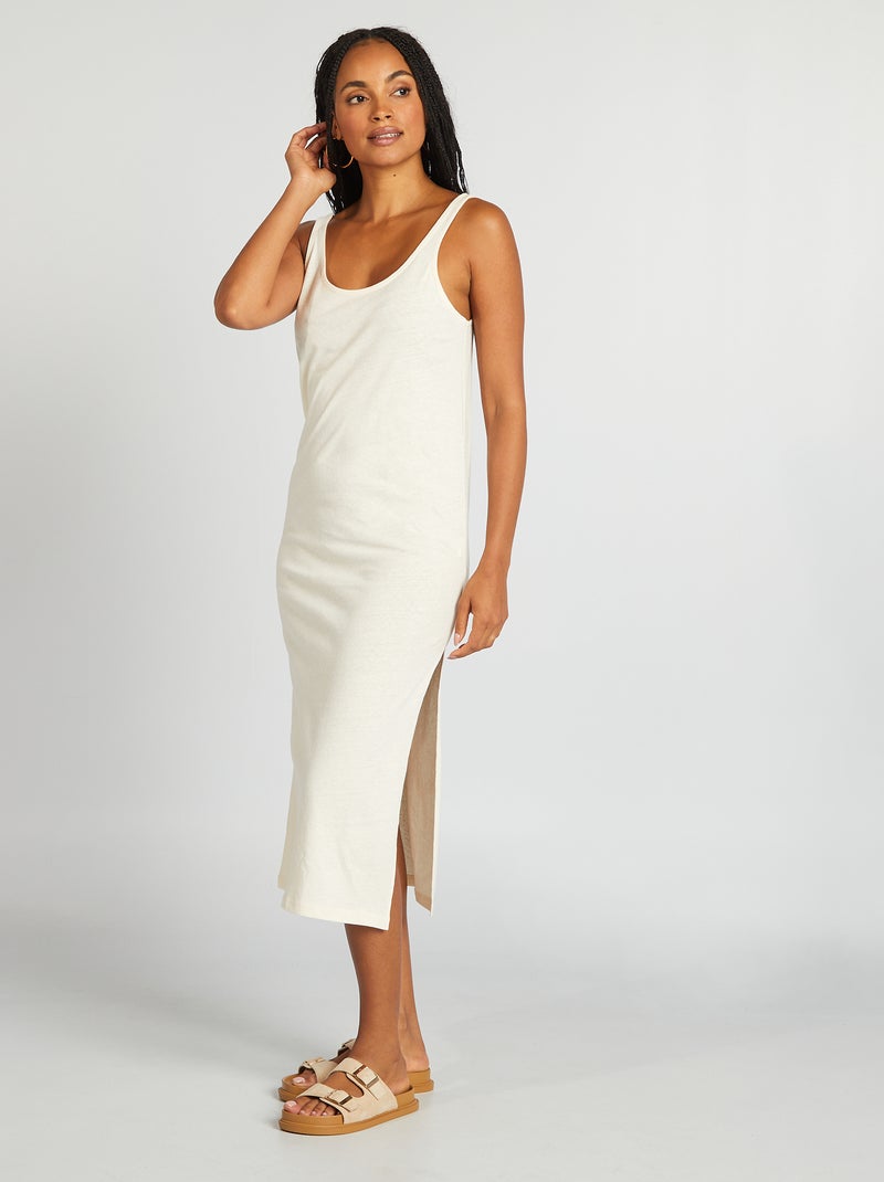 Vestito copricostume lungo in lino BIANCO - Kiabi
