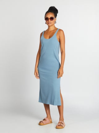 Vestito copricostume lungo in lino