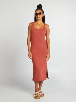 Vestito copricostume lungo in lino