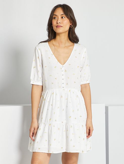 Vestito corto a balze - BIANCO - Kiabi - 18.00€